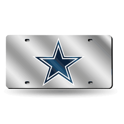 Dallas Cowboys Silver 12" x 6" Silver Laser Cut Tag For Car/Truck/SUV