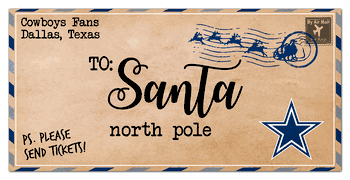 Dallas Cowboys To Santa 6x12 Sign