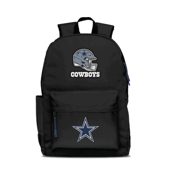 Dallas Cowboys Two-Logo Campus Backpack, Black, with Navy Zipper