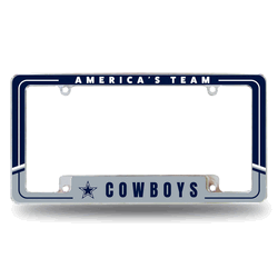 Dallas Cowboys Two-Tone 12" x 6" Chrome All Over Automotive License Plate Frame