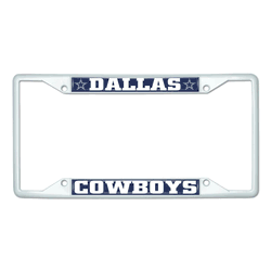 Dallas Cowboys White Metal License Plate Frame - 6.25"x12.25"