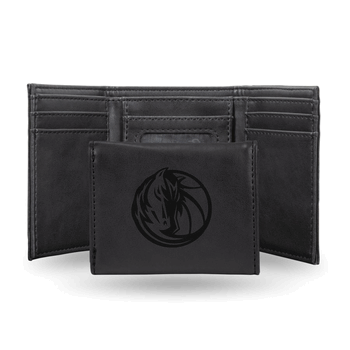 Dallas Mavericks Black Laser Engraved Faux Leather Trifold