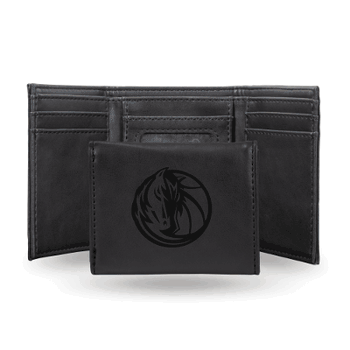 Dallas Mavericks Black Laser Engraved Tri-Fold Wallet