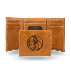 Dallas Mavericks Brown Laser Engraved Faux Leather Trifold