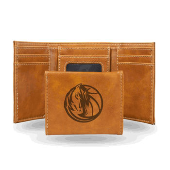 Dallas Mavericks Brown Laser Engraved Faux Leather Trifold