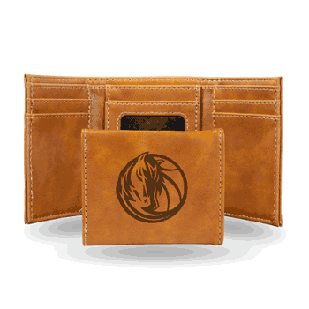 Dallas Mavericks Brown Laser Engraved Tri-Fold Wallet