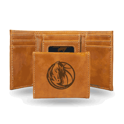 Dallas Mavericks Brown Laser Engraved Tri-Fold Wallet