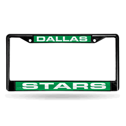 Dallas Stars Black Laser Chrome License Plate Frame (Green W/ White Lettering)