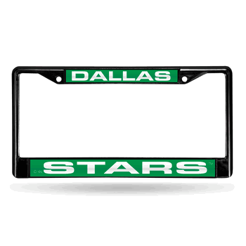 Dallas Stars Black Laser Chrome License Plate Frame (Green W/ White Lettering)
