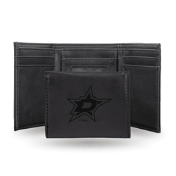 Dallas Stars Black Laser Engraved Tri-Fold Wallet