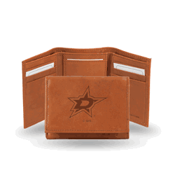 Dallas Stars  Brown Embossed Genuine Leather Tri-Fold Wallet