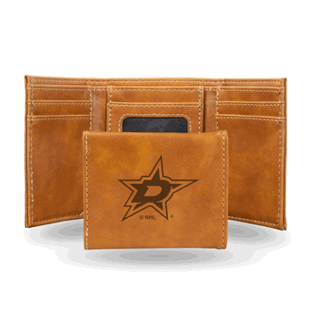 Dallas Stars Brown Laser Engraved Faux Leather Trifold