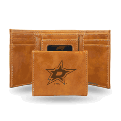 Dallas Stars Brown Laser Engraved Tri-Fold Wallet