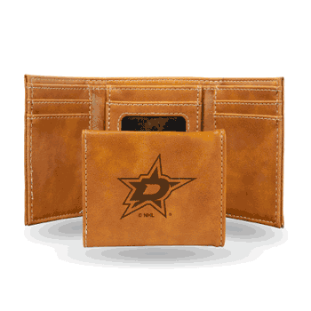 Dallas Stars Brown Laser Engraved Tri-Fold Wallet