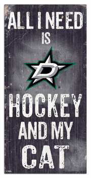 Dallas Stars Hockey and My Cat 6x12 Sign