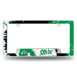 Dallas Stars Tie Dye 12" x 6" Chrome All Over Automotive License Plate Frame for Car/Truck/SUV