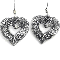 Dangle Earrings - Horse head Heart