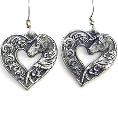 Dangle Earrings - Horse head Heart