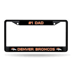 Denver Broncos #1 Dad Black Chrome Frame with Decal Inserts 12" x 6" Car/Truck Auto Accessory