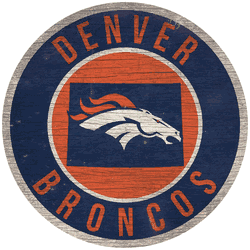 Denver Broncos 12 in. Circle w/ State Sign