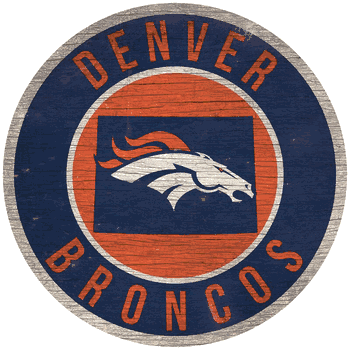Denver Broncos 12 in. Circle w/ State Sign