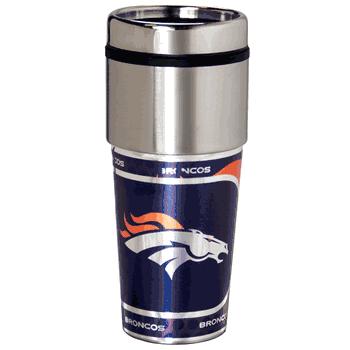 Denver Broncos 16  oz. Stainless Steel Travel Tumbler Metallic Graphics