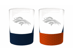 Denver Broncos 2pc Laser Etched Commissioner Rocks Glass Set