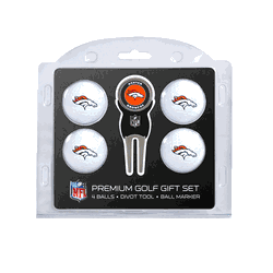 Denver Broncos 4 Ball Gift Set + Divot Tool & Marker