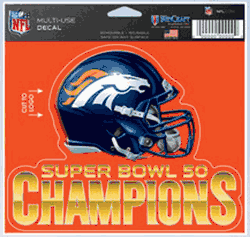 Denver Broncos 5x6 Color Ultra Decal Super Bowl 50 Champion