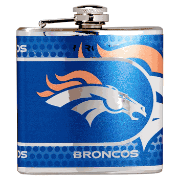 Denver Broncos 6oz Stainless Steel Flask with Metallic Graphics