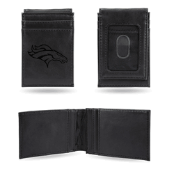 Denver Broncos Black Laser Engraved Front Pocket Wallet