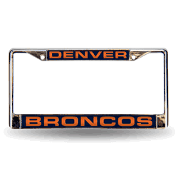 Denver Broncos Blue 12" x 6" Laser Cut Chrome Frame