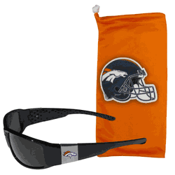 Denver Broncos Chrome Wrap Sunglasses and Bag