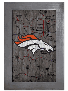 Denver Broncos City Map 11x19 Sign