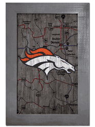Denver Broncos City Map 11x19 Sign