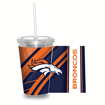 Denver Broncos Clear Tumbler W/Straw