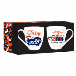 Denver Broncos Coffee Mug 17oz Ceramic 2 Piece Set with Gift Box