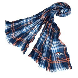 Denver Broncos Crinkle Scarf Plaid Navy/Orang
