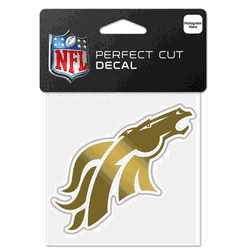 Denver Broncos Decal 4x4 Perfect Cut Metallic Gold