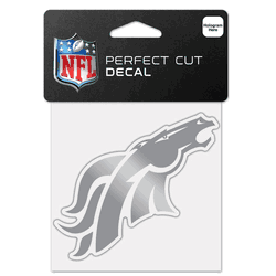 Denver Broncos Decal 4x4 Perfect Cut Metallic Silver