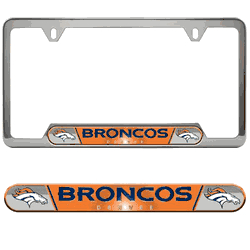 Denver Broncos Embossed License Plate Frame, 6.25in x 12.25in