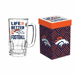 Denver Broncos Glass 18oz Tankard Boxed