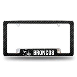 Denver Broncos Helmet Logo 12" x 6" Chrome All Over Automotive License Plate Frame for Car/Truck/SUV