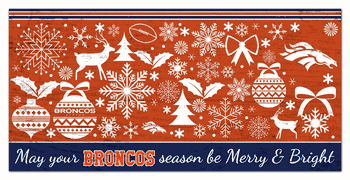Denver Broncos Merry and Bright 6x12 Sign