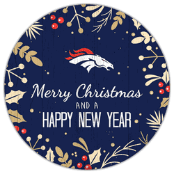 Denver Broncos Merry Christmas & New Year 12in Circle