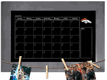 Denver Broncos Monthly Chalkboard with frame & clothespins 11x19 Sign