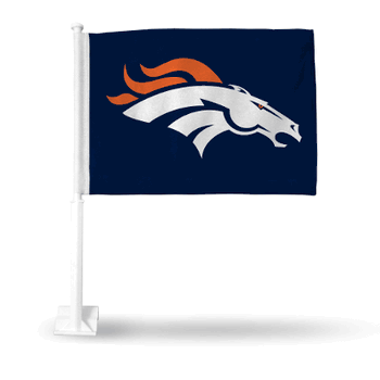 Denver Broncos Horse Head On Navy Car Flag CLEARANCE SALE - LIMITED QUANTITIES AT THIS PRICE