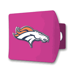 Denver Broncos Pink Metal Hitch Cover with  3D Color Emblem