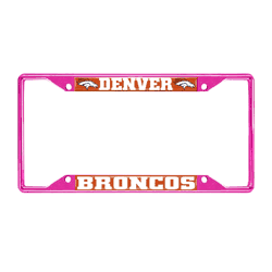 Denver Broncos Pink Metal License Plate Frame - 6.25"x12.25"
