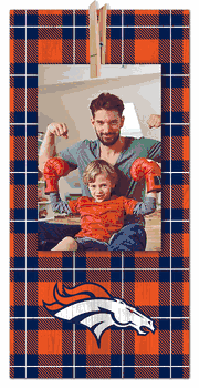 Denver Broncos Plaid Clothespin 6x12 Sign